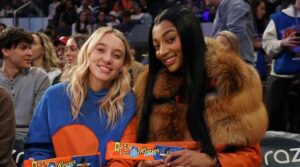 Paige Bueckers and Angel Reese courtside at the Knicks game December 7 2025